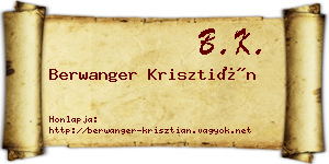 Berwanger Krisztián névjegykártya